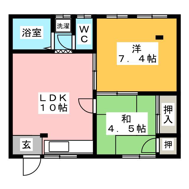 巾クレスト(2LDK/2階)の間取り写真