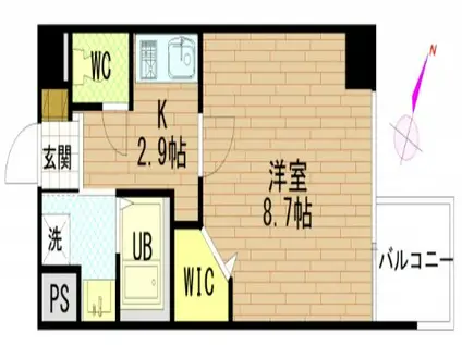 グラビスコート広島駅前通(1K/4階)の間取り写真