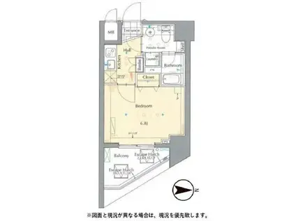 グラントゥルース練馬I(1K/9階)の間取り写真