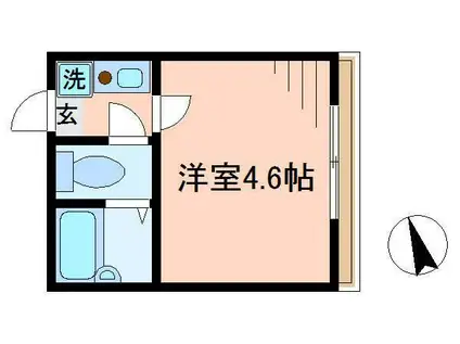 スプリングシャンテII(1K/2階)の間取り写真