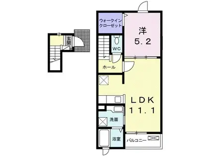 ラランジ ヒル(1LDK/2階)の間取り写真