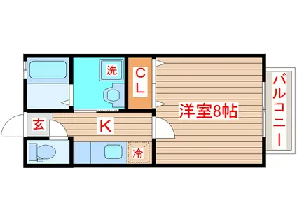 カーサコトーネ仙台(1K/2階)の間取り写真