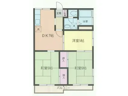 フレグランス生実(3DK/2階)の間取り写真