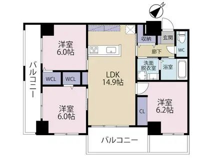 FLATS別院(3LDK/7階)の間取り写真
