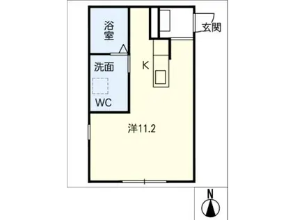 ミッドテラス(ワンルーム/2階)の間取り写真
