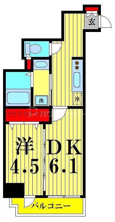 グランカーサ錦糸町(1DK/6階)の間取り写真