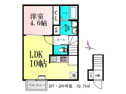 CLOUDNINE台原(1LDK/2階)の間取り写真