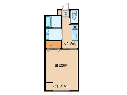 ビエナ本母A棟(1K/2階)の間取り写真