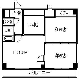 エーコー2条ビル(2LDK/6階)の間取り写真