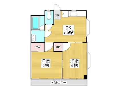 フォルテ新越谷(2DK/3階)の間取り写真