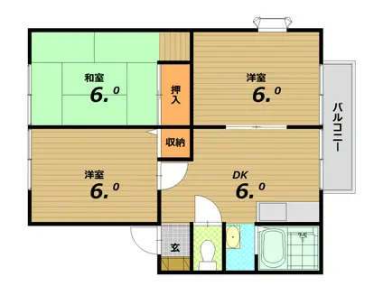 サンビレッジ須磨(3DK/1階)の間取り写真