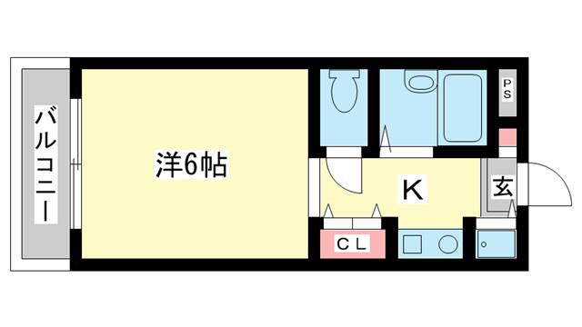 ウインライフ若草山(1K/1階)の間取り写真