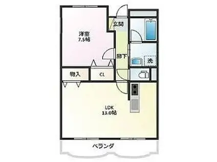 ボンベルソ(1LDK/2階)の間取り写真