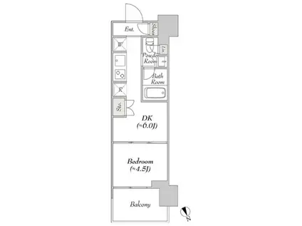 ウエリスアーバン水天宮前(ワンルーム/8階)の間取り写真