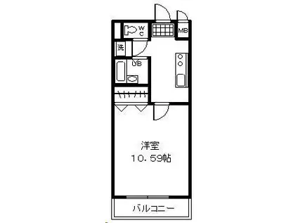 WILL DO 千草(1K/1階)の間取り写真