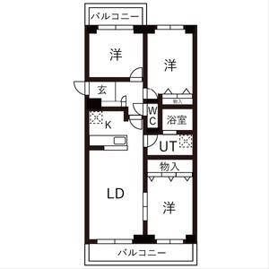 BRO北野(3LDK/4階)の間取り写真