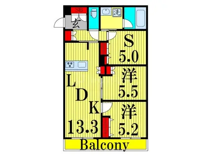 メゾンクレール谷在家(2SLDK/2階)の間取り写真