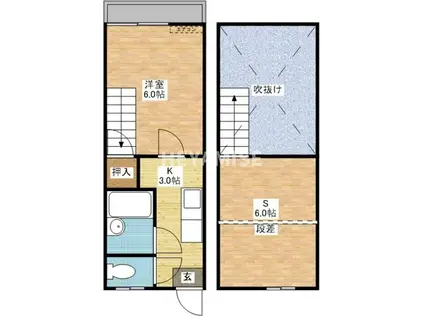 シャトル清水(1SK/2階)の間取り写真