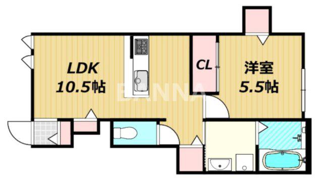 GRATIA(1LDK/1階)の間取り写真