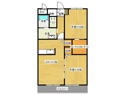 サン・フォレスト太田(2LDK/3階)の間取り写真