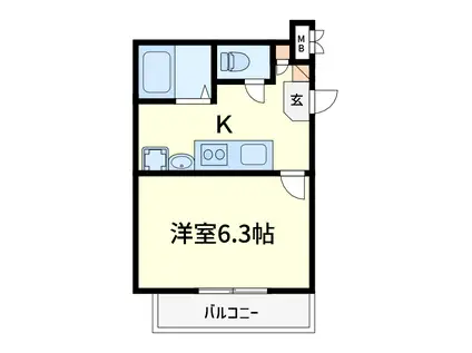 カーサイヌミディーレ(1K/3階)の間取り写真