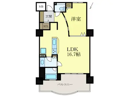 ヴォラーレ・デル・マーレ(1LDK/2階)の間取り写真