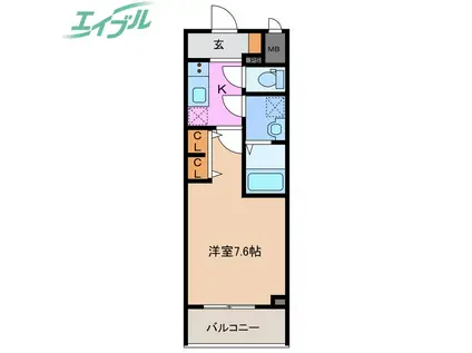 S-RESIDENCE四日市駅前COULEUR(1K/14階)の間取り写真