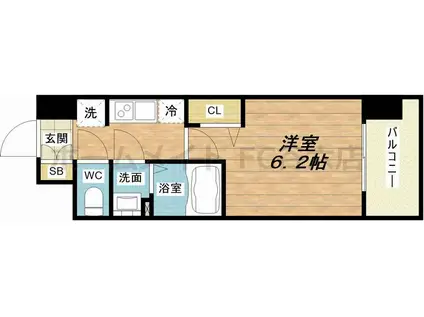 エステムコート四天王寺夕陽丘II(1K/10階)の間取り写真