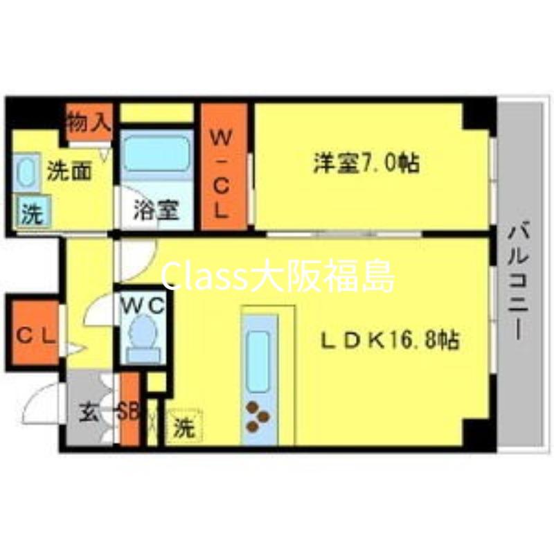 BRAVI南堀江(1LDK/12階)の間取り写真