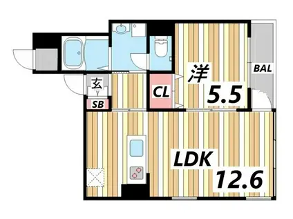 FUJI GARDEN神楽町(1LDK/7階)の間取り写真