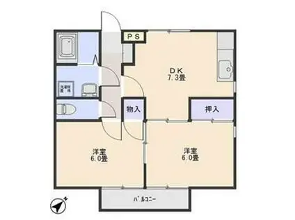 スターハイツ(2DK/2階)の間取り写真