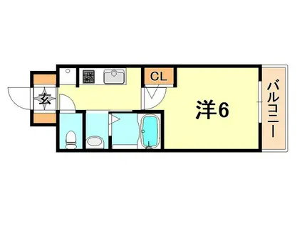 エステムコート神戸元町IIブリーズ(1K/7階)の間取り写真