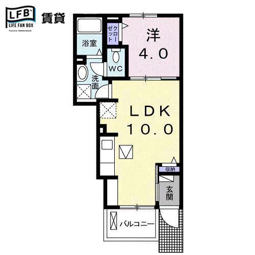 トゥジュール(1LDK/1階)の間取り写真