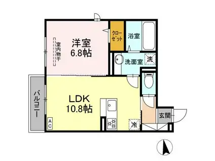 GRAND D-ROOM 島内新橋(1LDK/2階)の間取り写真