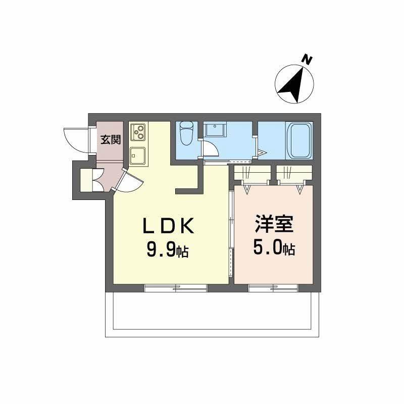 シャーメゾン上大利レジデンス(1LDK/1階)の間取り写真