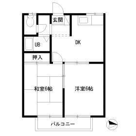 エステートピアエルム(2DK/2階)の間取り写真