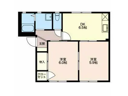 WHITE WOOD A(2DK/1階)の間取り写真