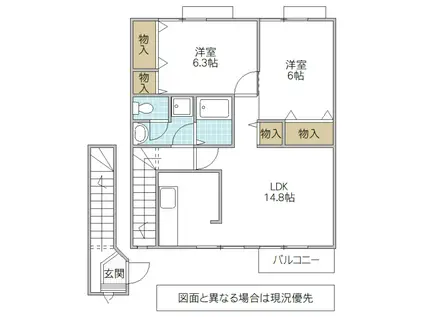 コジィ アラン(2LDK/2階)の間取り写真