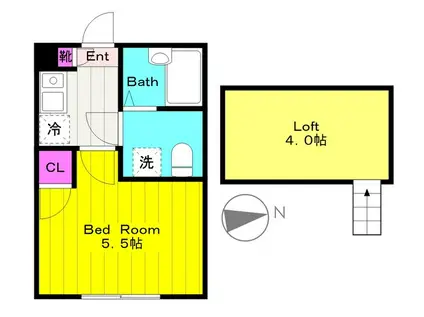 アザーレ生田弐番館(1K/1階)の間取り写真