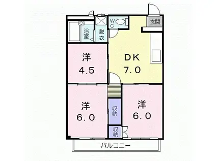 リバーハーフハイツ(3DK/2階)の間取り写真
