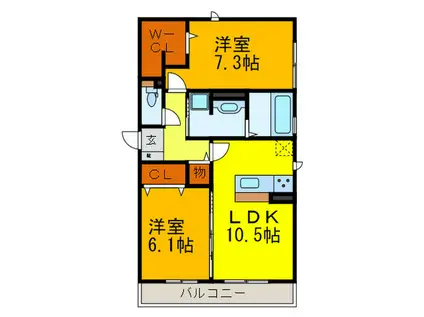 ボ-ス・ウィングス久宝寺(2LDK/2階)の間取り写真