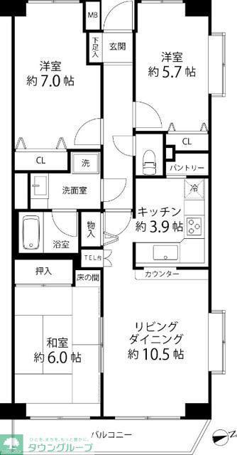 TS GARDEN横浜岸根公園(3LDK/4階)の間取り写真