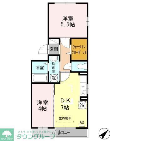 ウィンエレガンス(2DK/1階)の間取り写真
