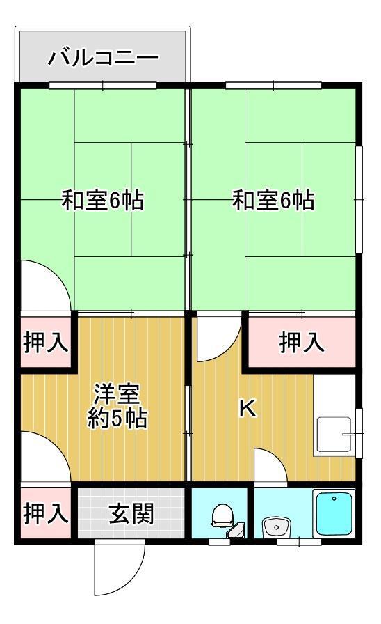 レオハウス(2DK/2階)の間取り写真