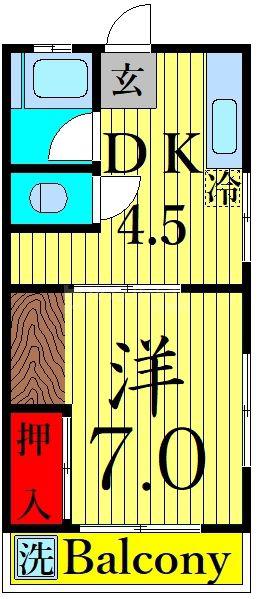 第5金子コーポ(1DK/1階)の間取り写真