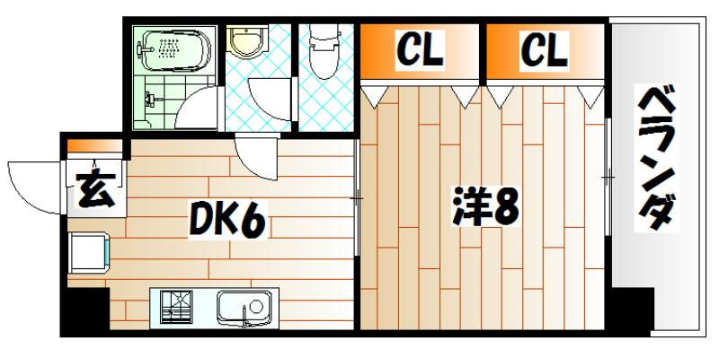 クレフォート東門司(1DK/4階)の間取り写真