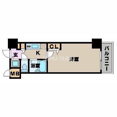 フェニックス伊勢佐木町(1K/2階)の間取り写真