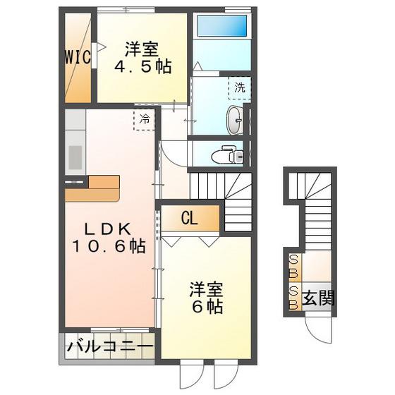 D-ROOM桂 A棟(2LDK/2階)の間取り写真