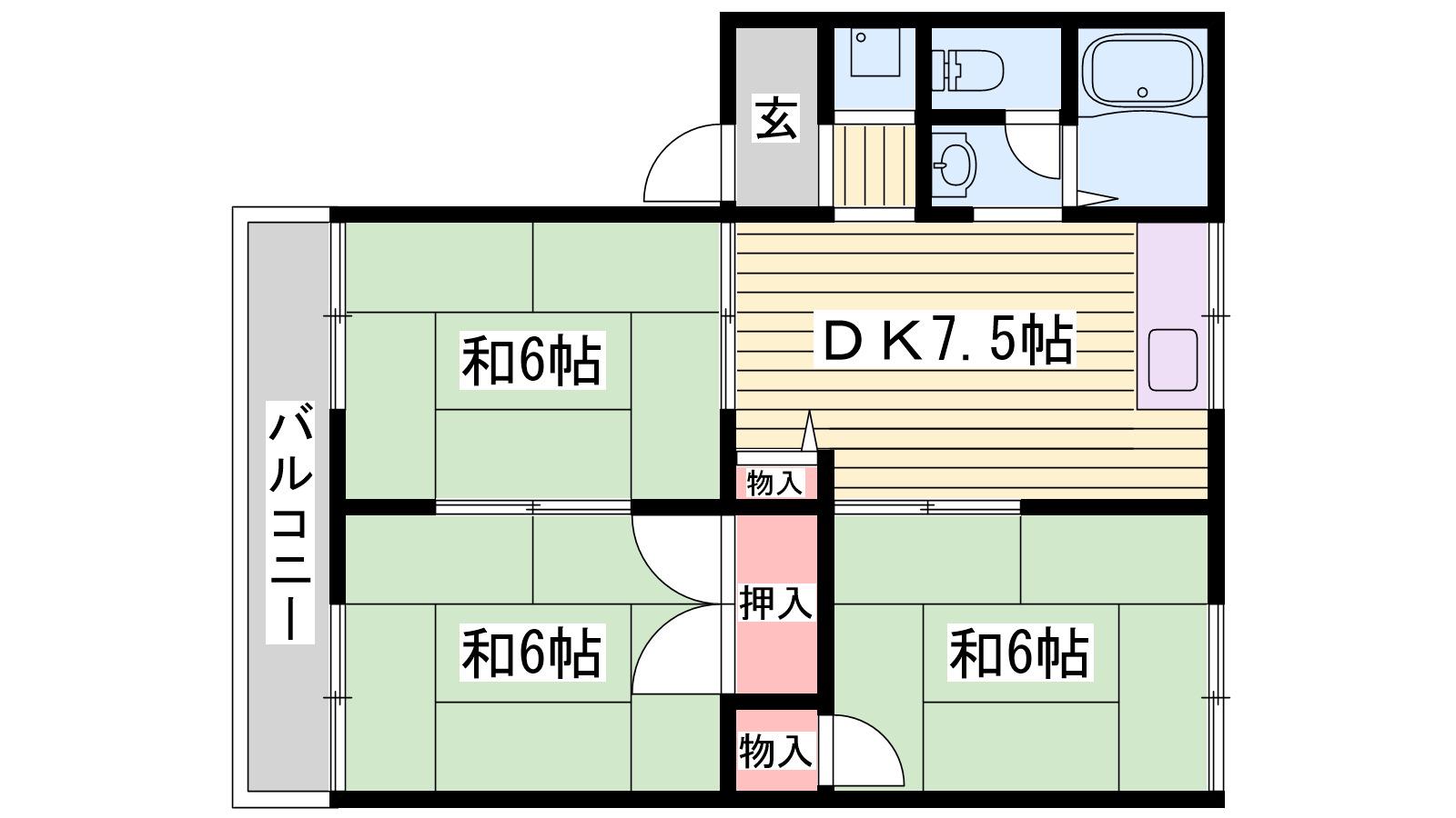 王塚公園ハイツ(3DK/2階)の間取り写真
