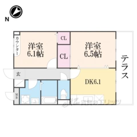サザンクロス(2DK/1階)の間取り写真